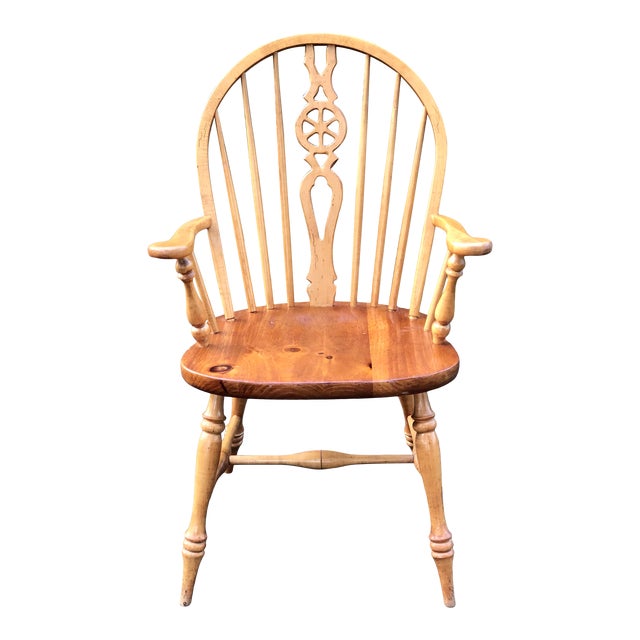 Ethan Allen Farmhouse Pine Windsor Armchair Chairish