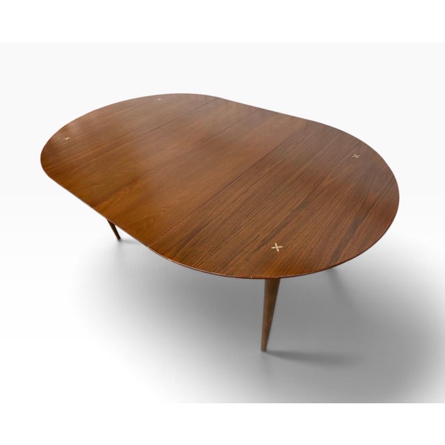Brown Mid-Century Modern American of Martinsville “Accord” Round Walnut Dining Table For Sale - Image 8 of 10