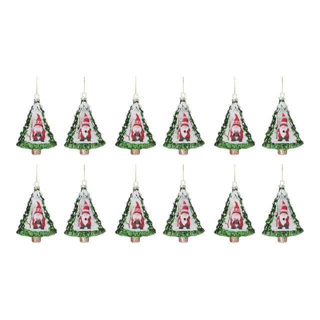 2020s Gnome Pine Tree Ornament (Set of 12) For Sale - Image 5 of 5