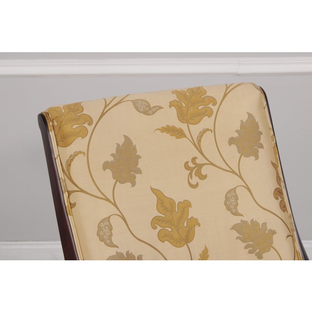 Brown Pair of Drexel Heritage Upholstered Mahogany Slipper Chairs For Sale - Image 8 of 18