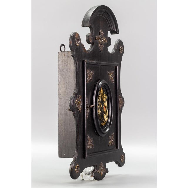 Small Louis Philippe Black Wooden Wall Hanging Key Cabinet, 1890s For Sale - Image 3 of 18