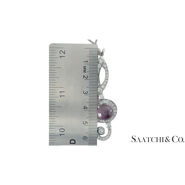 Metal Mid 20th Century Black Pearl, 14k(585) White Gold Pendant, Natural Diamond, Musical G Clef Symbol For Sale - Image 7 of 9