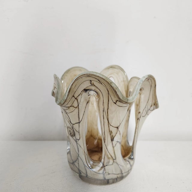 Late 20th Century Jozefina Krosno Hand Blown Stretched Loop Art Glass Vase For Sale - Image 5 of 10