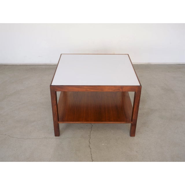 Wood 1960’s Mid-Century Modern Two-Tiered Walnut and White Formica Coffee Table For Sale - Image 7 of 12