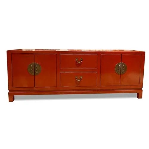 1980s 1980s Asian Red Moonlight TV Cabinet For Sale - Image 5 of 5