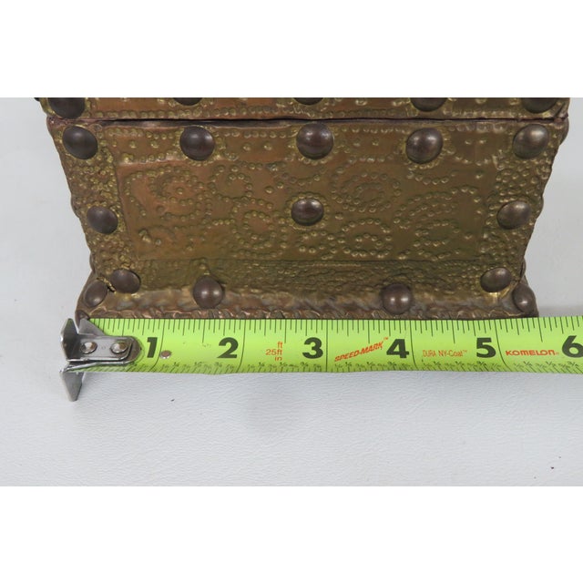 Brass Plated Box Domed Vanity Jewelry Decorative Vintage Chest With Key 4711b For Sale - Image 13 of 15
