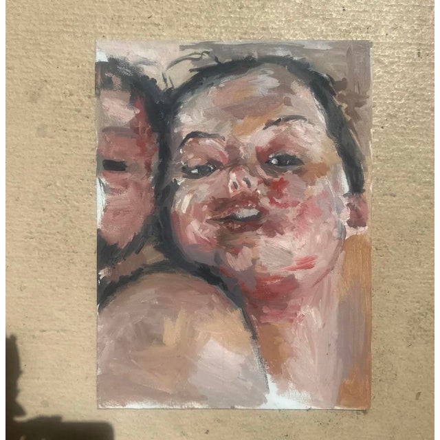 Portraiture Vintage Oil Portrait of Two Women For Sale - Image 3 of 3