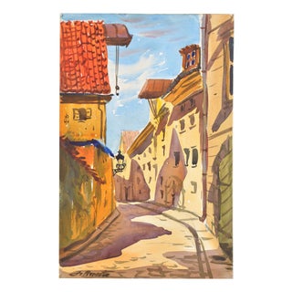 Janis Brekte, Town Street, 1956, Watercolor For Sale