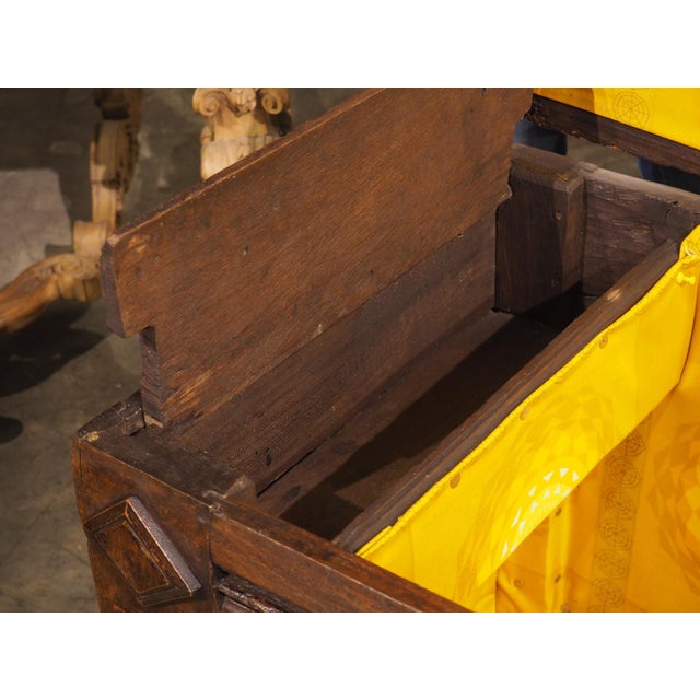 Elegant Antique Oak Lozenge Paneled Trunk From France, 18th Century For Sale - Image 14 of 18