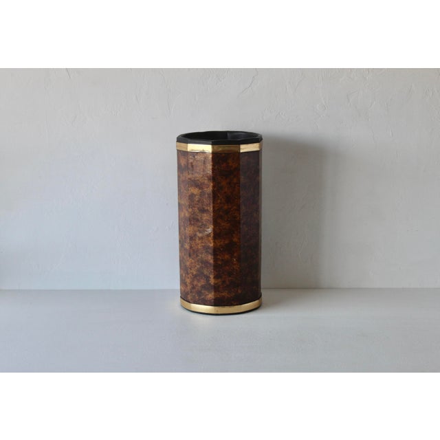 1970s Vintage 1970s Kraftware Nyc Faux Burl Wood Umbrella Stand Cane Holder For Sale - Image 5 of 18
