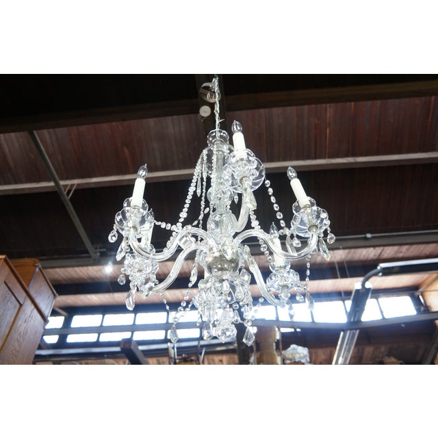 Late 20th Century Vintage Maria Theresa European Bohemian Crystal 6 Arm Candlestick Chandelier For Sale - Image 5 of 18