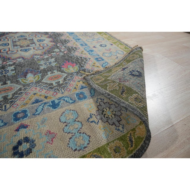 8x10 Maya Kazak Charcoal Traditional Geometric Hand Knotted Wool Carpet Rug For Sale In New York - Image 6 of 6