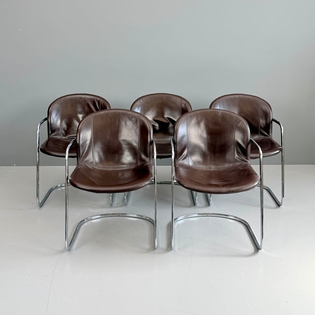 Brown Chairs by Gastone Rinaldi, 1970s, Set of 5 For Sale - Image 8 of 9