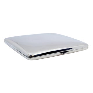 Silver Cigarette Case with Gilt Interior and Hinged Lid For Sale