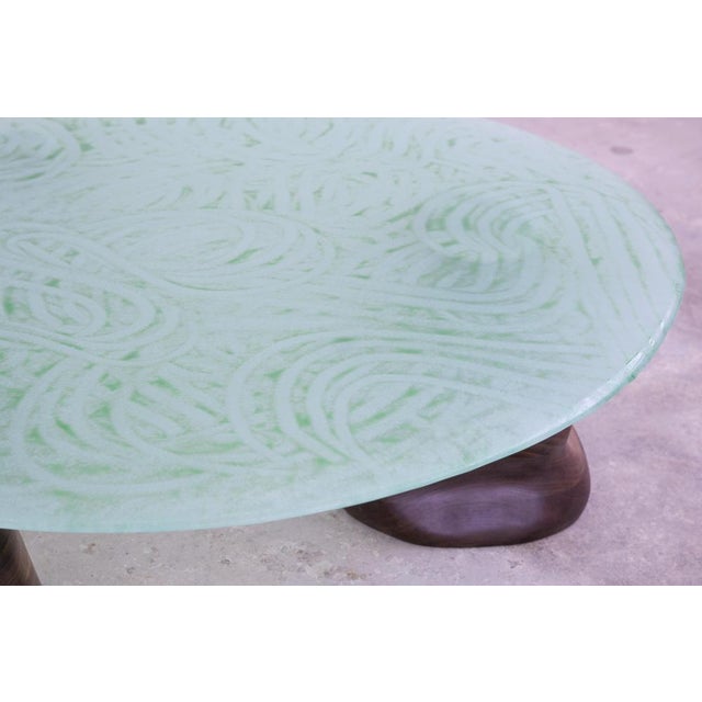 Green Glass Powder and Walnut Coffee Table by Alexander Knysch For Sale - Image 10 of 15