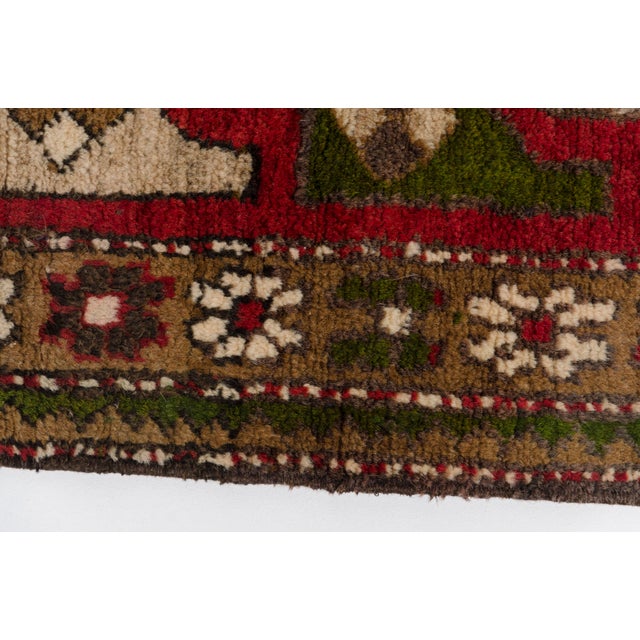 1960s 1960s Red & Olive Green Anatolian Carpet For Sale - Image 5 of 10