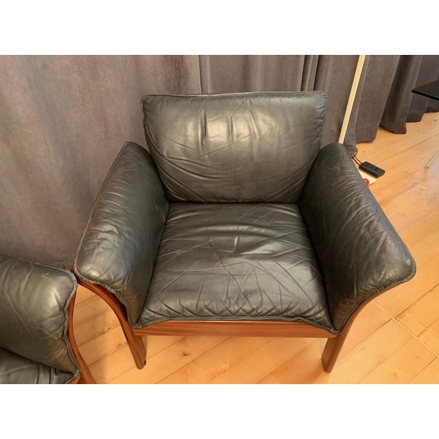 Black Set of Illum Wikkelsø Armchairs, Denmark, 1970s For Sale - Image 8 of 16