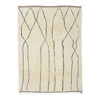 Minimalist Organic Line Oversize Hand-Knotted Wool Rug | 13'3" X 9'10" | One of a Kind For Sale