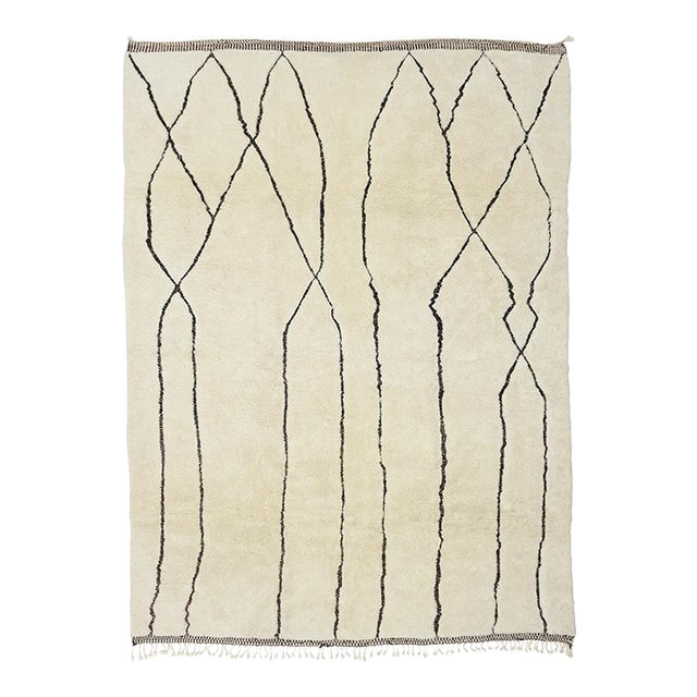 Minimalist Organic Line Oversize Hand-Knotted Wool Rug | 13'3" X 9'10" | One of a Kind For Sale