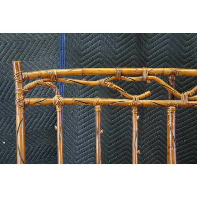 Brown Mid 20th Century Vintage Rustic Bamboo Rattan Bentwood Adirondack Tree Branch Bench Settee For Sale - Image 8 of 12