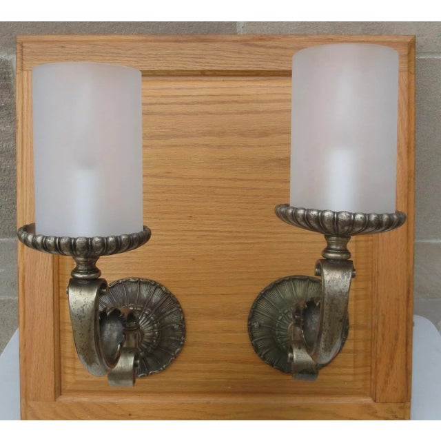 French Zinc Candle Sconces Beaux Arts Style Vintage 50s'-Apair of 2 For Sale - Image 11 of 11