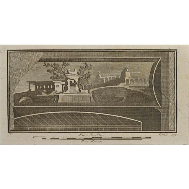 Roman Temple Fresco from "Antiquities of Herculaneum" is an etching on paper realized by Nicola Fiorillo in the 18th...