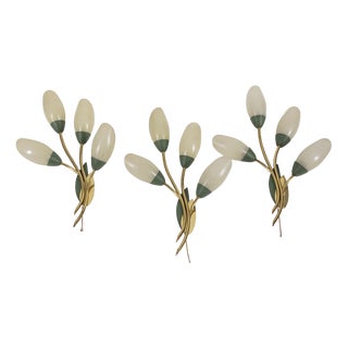 Vintage Italian Floral Style Wall Lamps, 1950s, Set of 3 For Sale