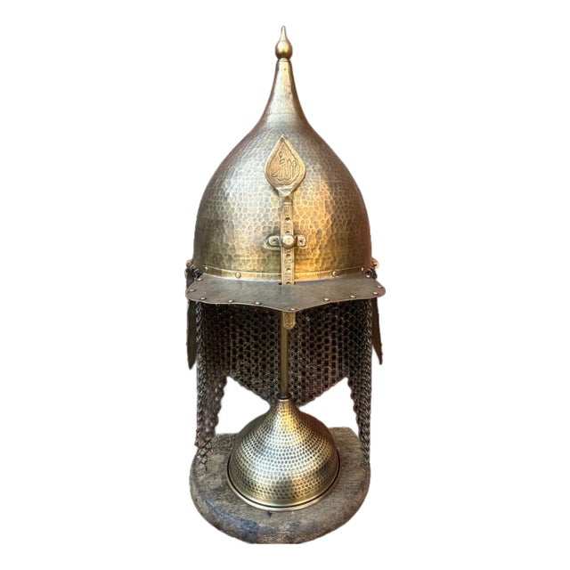 Hand Hammered Brass Warrior Helmet For Sale