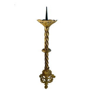 Antique, Ecclesiastical, Church, French, Gilt, Candlestick For Sale
