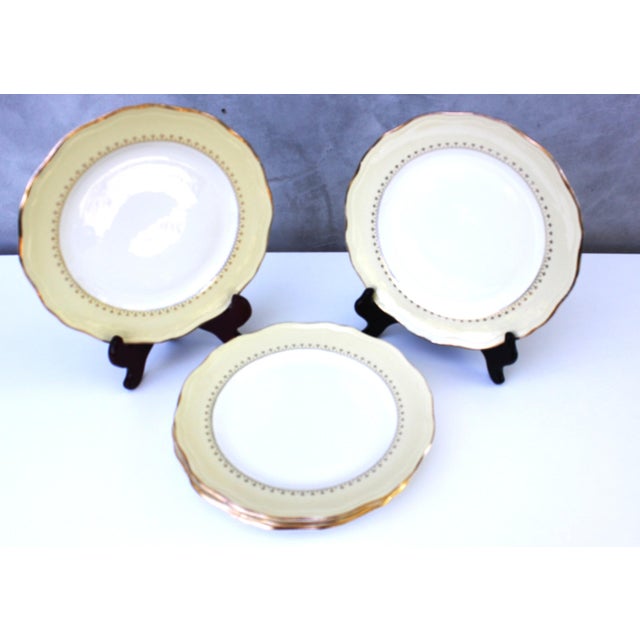 French Porcelain Gold Detailing Lamandinoise Dinner Service, 1970s, Set of 12 For Sale - Image 10 of 13