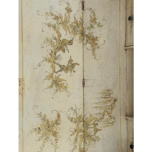 Yellow Mid-Century Italian Venetian Hand Painted Chinoiserie Secretary Desk For Sale - Image 8 of 9