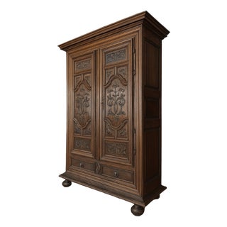 Louis XIII Carved Oak Cabinet For Sale