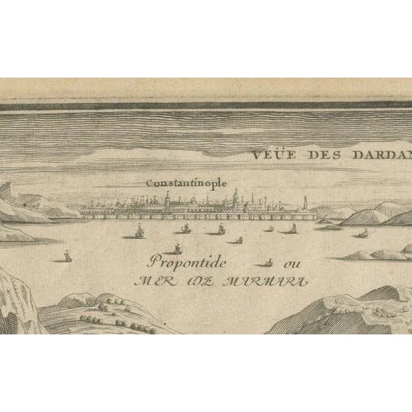 Nicholas de Fer, Dardanelles Strait with a Perspective of the City of Constantinople, 1693, Print For Sale - Image 6 of 7