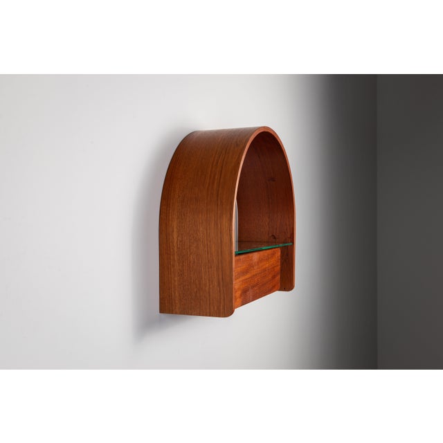 Brown Domus Wall Console with Lighting and Glass, 1960s For Sale - Image 8 of 16