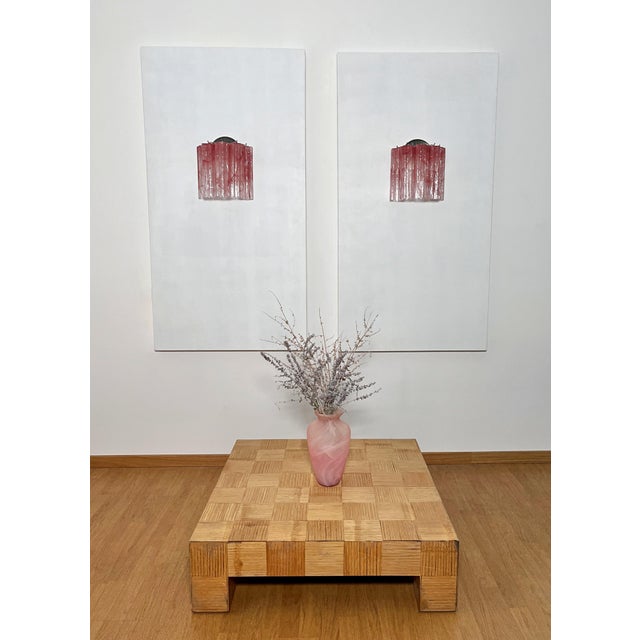 Vintage Murano Glass Tube Wall Sconces with 5 Pink Alabaster Glass Tube, 1990, Set of 2 For Sale - Image 9 of 18