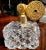 Marcel Franck Vintage Fine Deep Cut Crystal Perfume Bottle W/Brass Atomizer For Sale - Image 12 of 12
