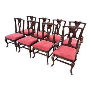 Mid-20th Century Lane Furniture French Provincial Paint Decorated Walnut Dining Chairs, Set of 8 For Sale