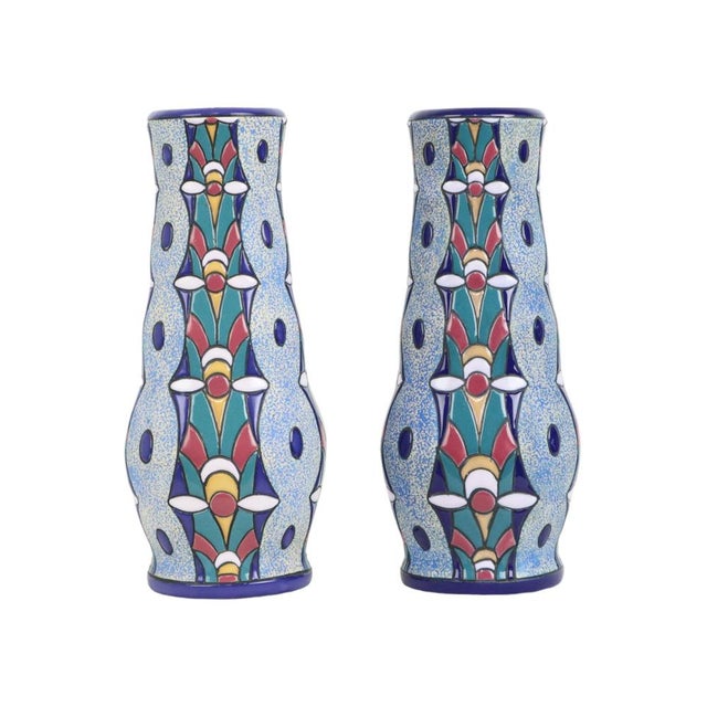 Art Deco Ceramic Amphora Vases with Enamel, 1915, Set of 2 For Sale - Image 11 of 11