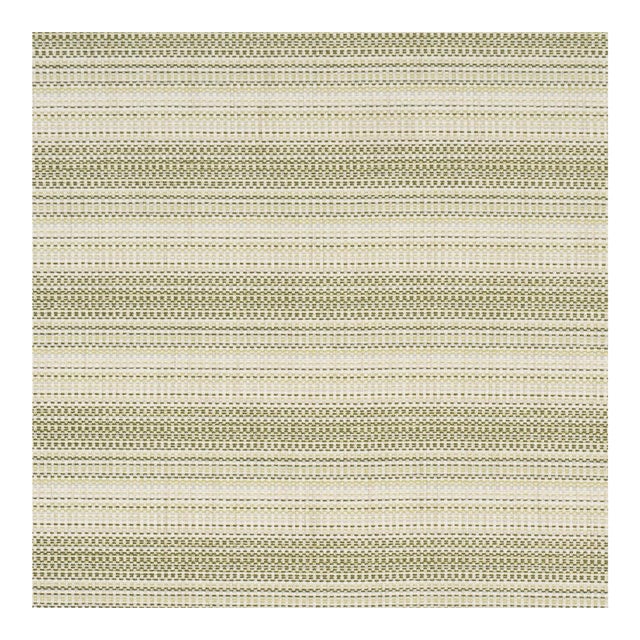 Sample - Schumacher Sabine Performance Stripe Fabric In Green For Sale