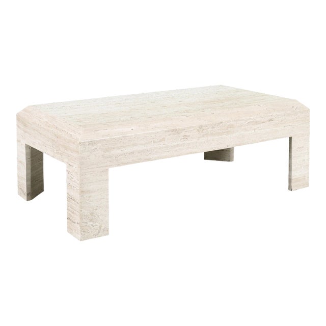 1970s Vintage Italian Modern Travertine Coffee Table For Sale