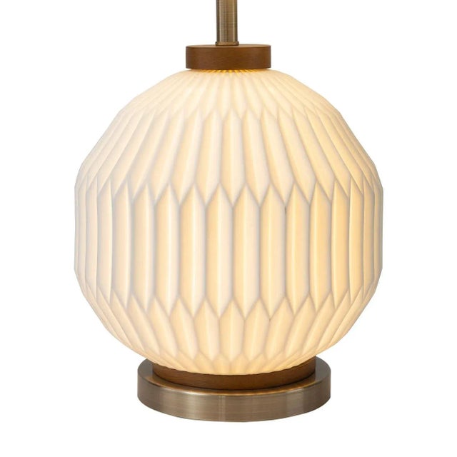 Wood Nova of California Moraga Bone Porcelain 24" Table Lamp, White Walnut For Sale - Image 7 of 12