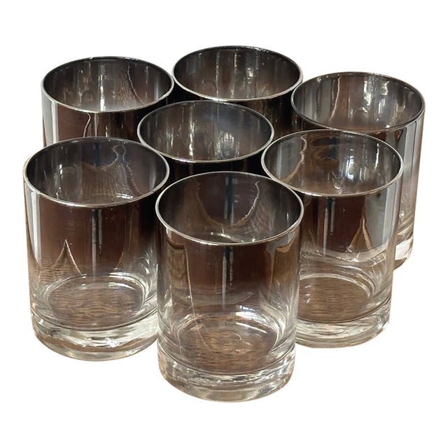 Mid 20th Century Mid Century Modern Silver Fade Cocktail Glasses - Set of 7 For Sale