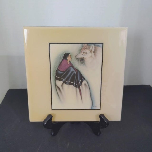Kiowa Heritage Collectible 8" x 8" Decorative Art Tile for shelf or wall display. Robert Redbird Sr. (1929-2016) was a...