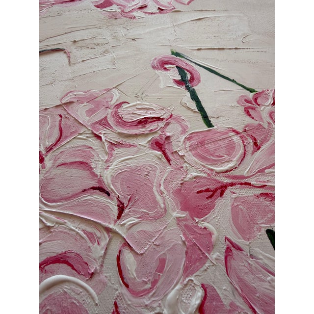 Spring in Full Bloom High Textured Acrylic Impasto Painting, Ivory, Blush, Green For Sale In New York - Image 6 of 18