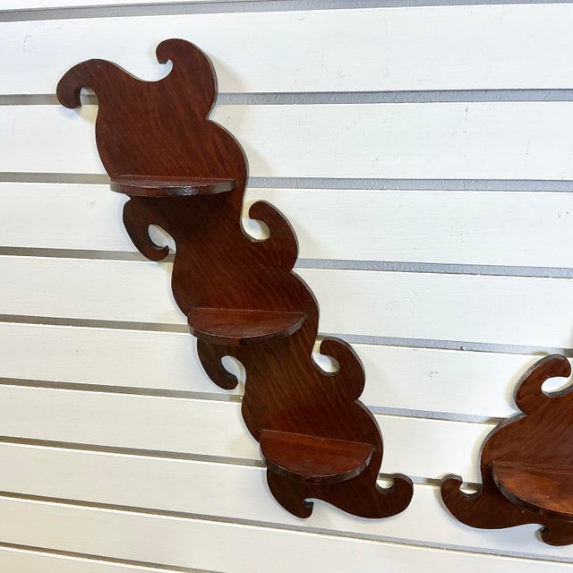 1940s Vintage Americana Boho Chic Folk Art Wall Mounted Display Shelves - A Pair For Sale - Image 10 of 10