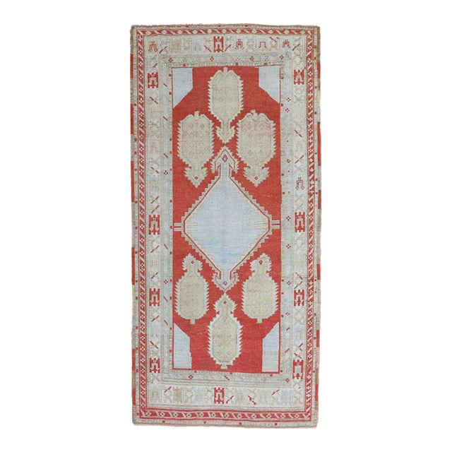Red Vintage Inspired Caucasian Rug - 3'5" x 6'10" For Sale