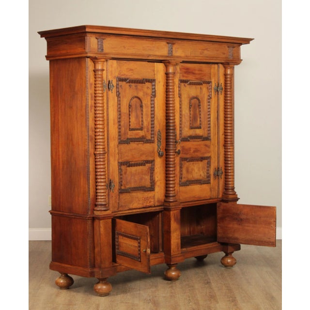 17th Century Antique 17th Century Swiss Baroque Carved Armoire For Sale - Image 5 of 13