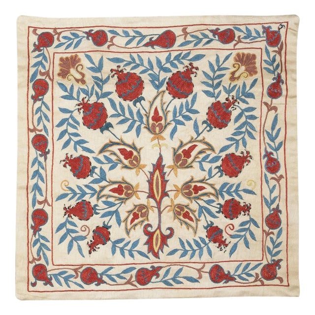 20"x20" All Silk Embroidered Cushion Cover. Handmade Pillowcase. New Toss Pillow For Sale