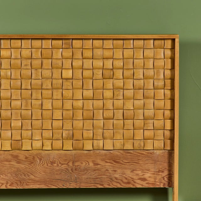 Mid 20th Century Paul Laszlo "Basket Weave" Full Size Headboard for Brown Saltman For Sale - Image 5 of 10