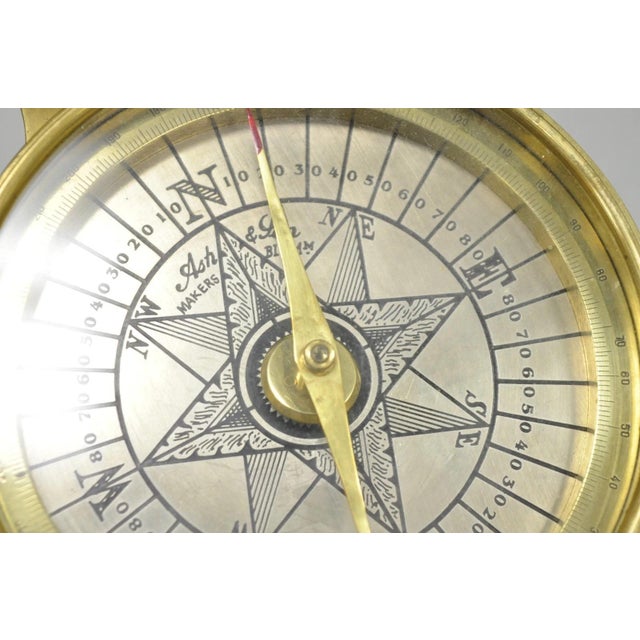 Vintage Victorian Ash & Son Makers Brass Maritime Ship Compass Birmingham Cover For Sale - Image 9 of 18